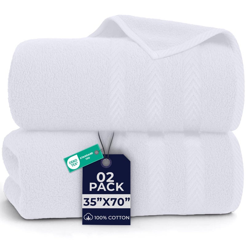 DAN RIVER 2 Pack Luxury Bath Sheets 35x70, 600 GSM, Soft & Quick Dry 100% Ring Spun Cotton Towels Ideal for Hotels, Spas, Gyms & Salons Extra Large, White - Image 1
